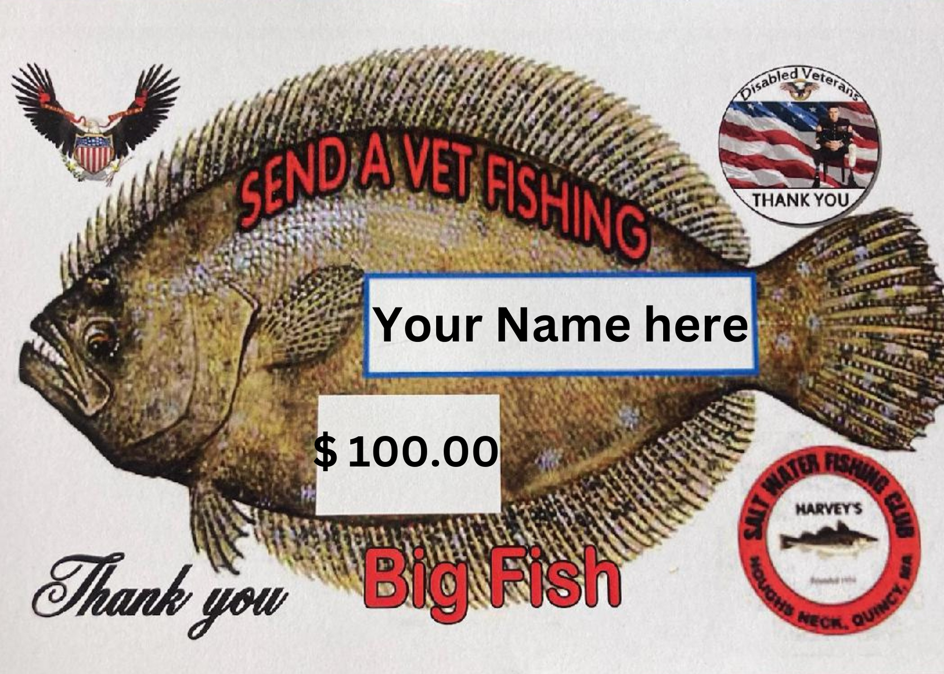 100.00 Donation Card – Harvey's Saltwater Fishing Club