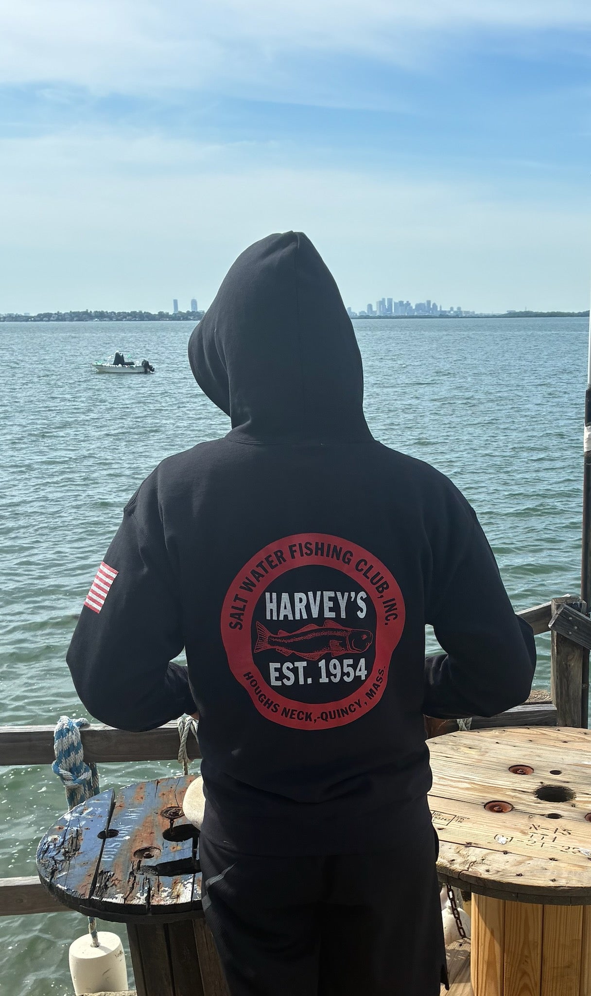 Zip Up  Hooded Sweatshirt Black with  Logo and 250th  American Flag